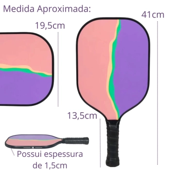Kit 2 Raquetes para Pickleball em Fibra de Vidro e com Bordas de Proteo Esporte Bel