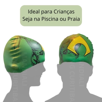Touca de Natao Infantil Silicone Personagem Aquaman Liga da Justia Piscina Natao Praia Bel