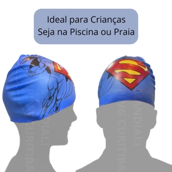 Touca de Natao Infantil Silicone Personagem Super-homem Liga da Justia Piscina Natao Praia Bel
