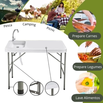 Pia Lavatorio Porttil Motorhome Mesa Dobravel para Camping Sink Nautika Pesca Trailer