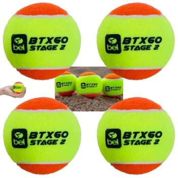 Kit 4 Bolas de Beach Tennis Bolinhas Tenis de Praia Btx 60 Stage 2 Esporte Treino de Areia Bel