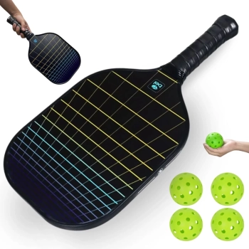 Kit Raquete Pickleball Dimensions em Fibra de Vidro com Bordas de Proteo + 4 Bolinhas 40 Furos Cada