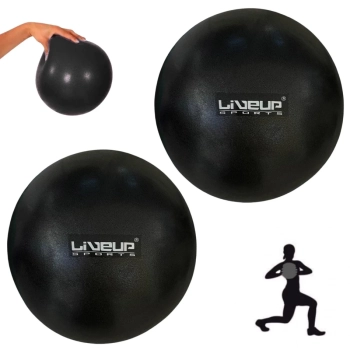 Kit 2 Mini Bolas Overball 25 Cm Preta para Pilates Fisioterapia Liveup Yoga Exercicios Ginástica