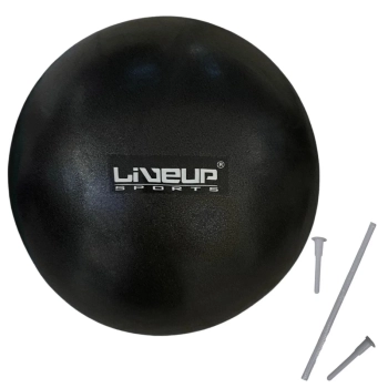 Kit 2 Mini Bolas Overball 25 Cm Preta para Pilates Fisioterapia Liveup Yoga Exercicios Ginástica