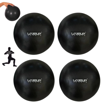 Kit 4 Mini Bolas Overball 25 Cm Preta para Pilates Fisioterapia Liveup Yoga Exercicios Ginstica