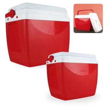 Kit Caixas Trmicas Vermelhas Mor 18 Litros e 26 Litros Cooler com Ala Praia Pesca Camping e Passeio