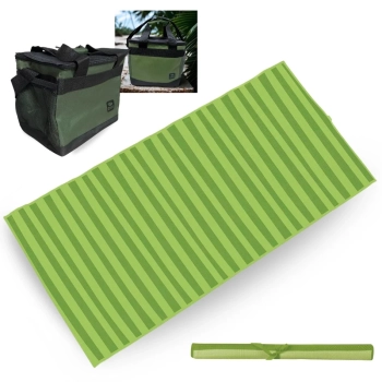 Kit Esteira de Praia 1,80 M Listras Verde + Bolsa Termica Aruba 13,5 Lts Colorida com Ala