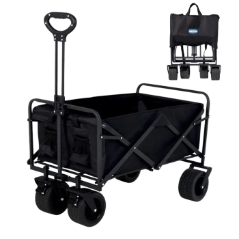 Carrinho de Carga Dobrvel para Camping, Praia, Pesca Multiuso Cargo Preto Suporta Ate 60 Kg