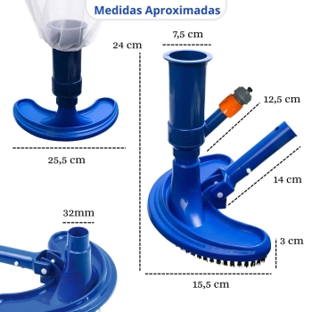 Aspirador para Piscinas Inflveis e Spas com Venturi a Vcuo e Escova Portatil para Limpeza e Manuteno