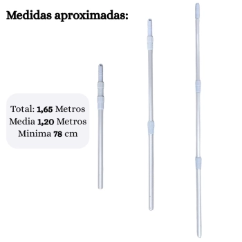 Haste Retrtil Cabo Extensor Telescpico 1,65 Metros em Alumnio para Limpeza Piscina