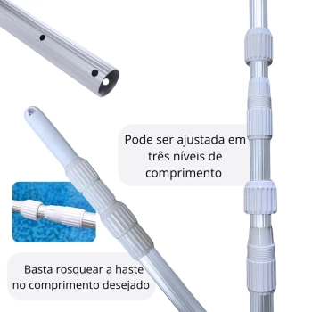 Haste Retrtil Cabo Extensor Telescpico 3,30 Metros em Alumnio para Limpeza Piscina