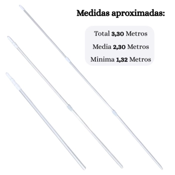 Haste Retrtil Cabo Extensor Telescpico 3,30 Metros em Alumnio para Limpeza Piscina