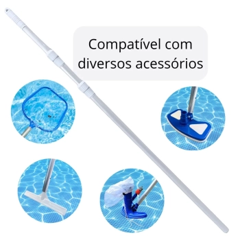 Haste Retrtil Cabo Extensor Telescpico 3,30 Metros em Alumnio para Limpeza Piscina