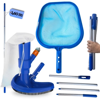 Kit Manuteno Limpeza de Piscina Aspirador + Peneira + Haste 1,60 M em Alumnio Desmontvel