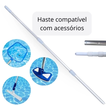 Kit Limpeza Piscina Esfreg�o+ Escova + Peneira + Haste 3,30 M+ Mini Clorador+ Aspirador+ Mangueira 4 M