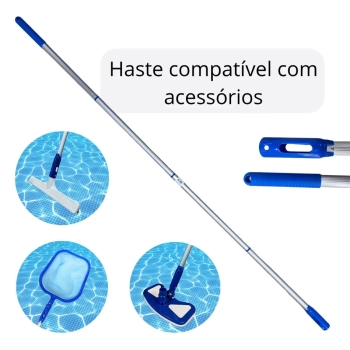 Kit Limpeza Piscina Flutuador+ Peneira+ Haste 1,60m+ Aspirador+ Esfrego+ Mangueira 4m + Escova Reta