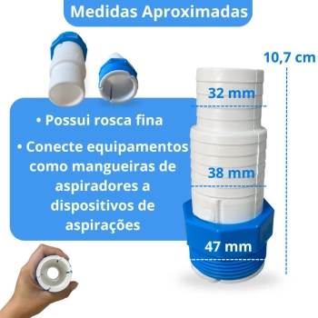 Adaptador para Mangueira de Piscina para Aspirao de Rosca Fina