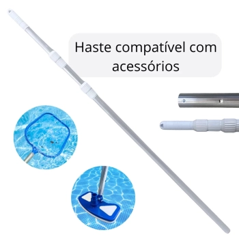 Kit Limpeza de Piscina Peneira + Mangueira 6 M 38 Mm + Haste 1,65 M + Aspirador + Mini Flutuador