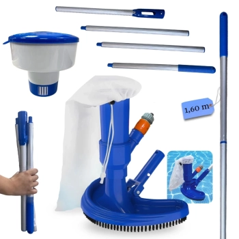 Kit Limpeza para Piscina Acess�rios Aspirador + Haste 1,60 M Desmont�vel + Flutuador