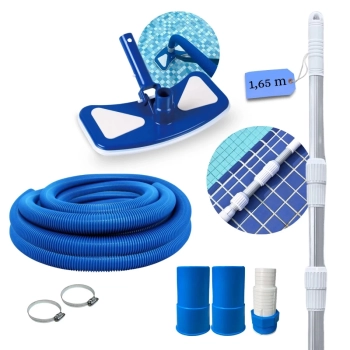 Kit Limpeza Piscina Aspirador + Haste Retrtil 1,65 M + Mangueira 4 M 38 Mm, Ponteiras e Adaptador