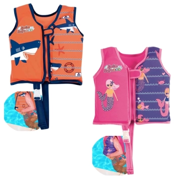 Kit Colete Infantil Tam P/M Regata Natao + Bola 25 Cm e Boia Inflvel com Glitter Praia Piscina