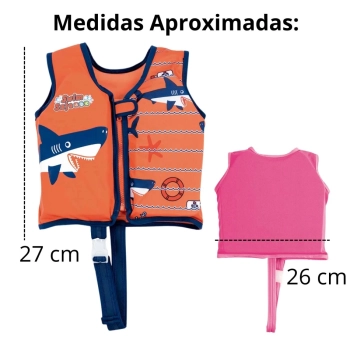 Kit Colete Infantil Tam P/M Regata Natao + Bola 25 Cm e Boia Inflvel com Glitter Praia Piscina