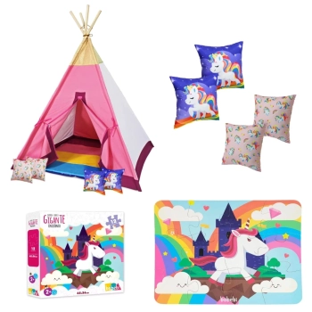 Kit Barraca Infantil Unicrnio + Quebra Cabea Gigante