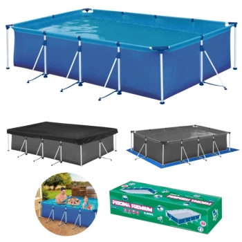 Piscina 6200 Litros Mor Premium Retangular com Capa e Forro de Proteo
