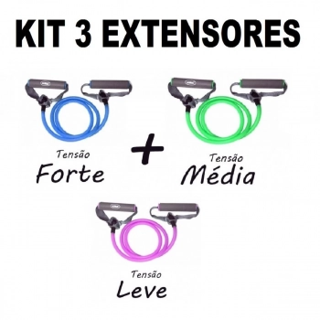 Kit Extensores Elstico Tenso Forte + Mdia + Leve Liveup