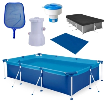 Kit Piscina 3700 Litros em Ao + Forro + Capa + Filtro 220v + Peneira + Clorador Flutuante