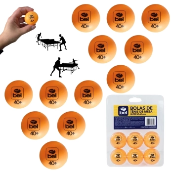 Kit 12 Bolinhas de Ping Pong Tnis de Mesa 4 Cm Laranja