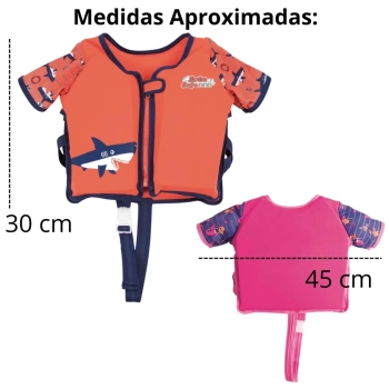 Colete Infantil para Natao Praia Modelo com Manga Curta de Espuma +3 Anos Rosa / Laranja