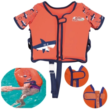 Colete Infantil para Natao Praia Modelo com Manga Curta de Espuma +3 Anos Rosa / Laranja