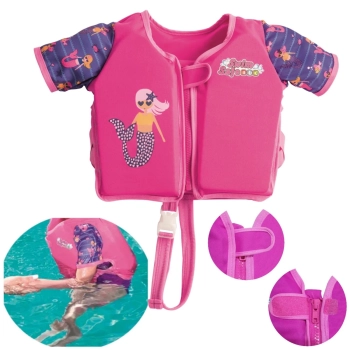 Colete Infantil para Natao Praia Modelo com Manga Curta de Espuma +3 Anos Rosa / Laranja