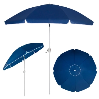 Guarda-sol Articulado 2,50 M Azul com Manivela e Proteo Solar Fps 100 para Praia, Piscina e Jardim