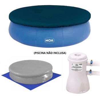 Kit Capa + Forro para Piscina Inflvel 4600 L Mor + Filtro 220v 2200 L/H