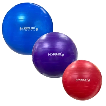 Kit Pilates com 3 Bolas Suias Liveup 45cm + 55cm + 65cm Treino, Ginastica, Yoga e Exercicios