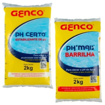 Corretor para Elevar a Alcalinidade e Estabilizar o Ph 2kg + Elevador de Ph 2 Kg Granulado Barrilha