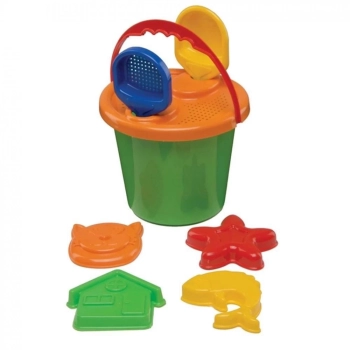 Kit 11 Pe�as Carrinho de Praia com Baldinho + Pazinhas e Rastelo + Forminhas Azul