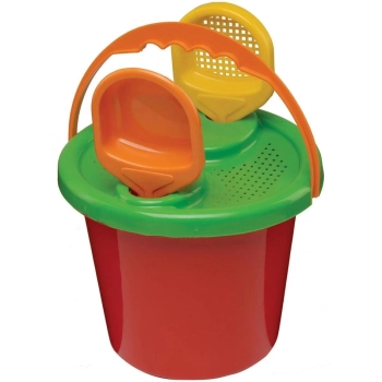 Kit 11 Pe�as Carrinho de Praia com Baldinho + Pazinhas e Rastelo + Forminhas Azul