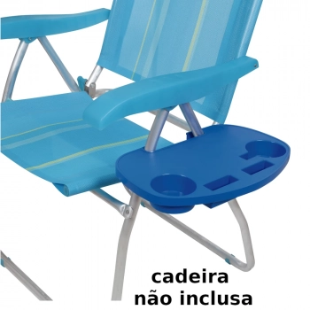 Mesa Porttil para Cadeira de Praia com Porta Copos Azul