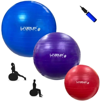 Kit 3 Bolas Suias para Pilates 45cm 55cm e 65cm + Mini Bomba Treino, Yoga, Exercicios e Ginastica