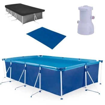 Kit Piscina 6200 L Premium + Capa + Forro e Bomba Filtro 220v 2200 L/H